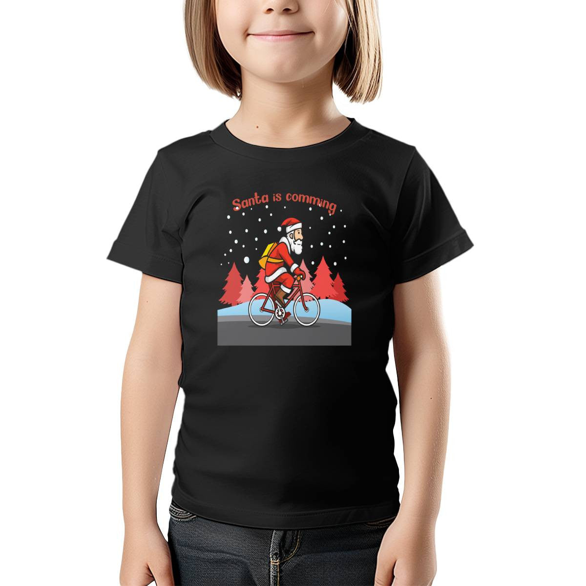 Santa Is Comming - Bicycle Kids T-shirt