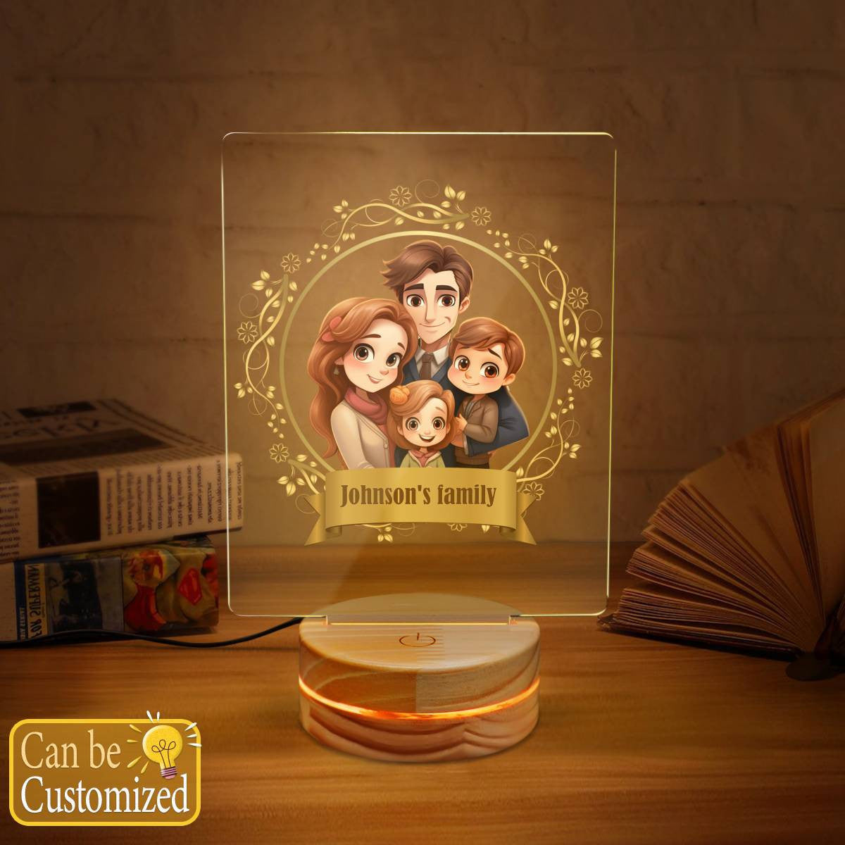 Cute Family with Family's Name Led Lamp