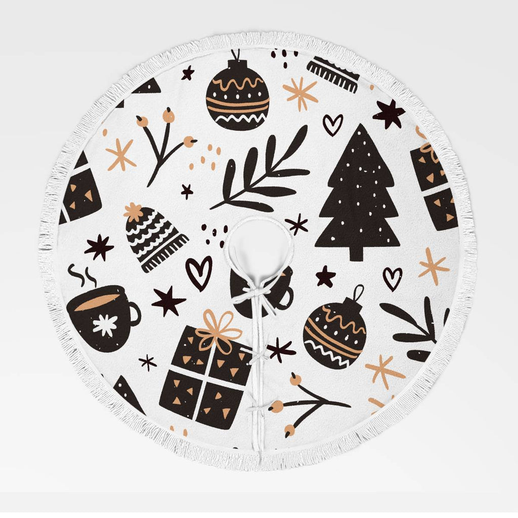 Christmas Pattern Tree Skirt Black&White
