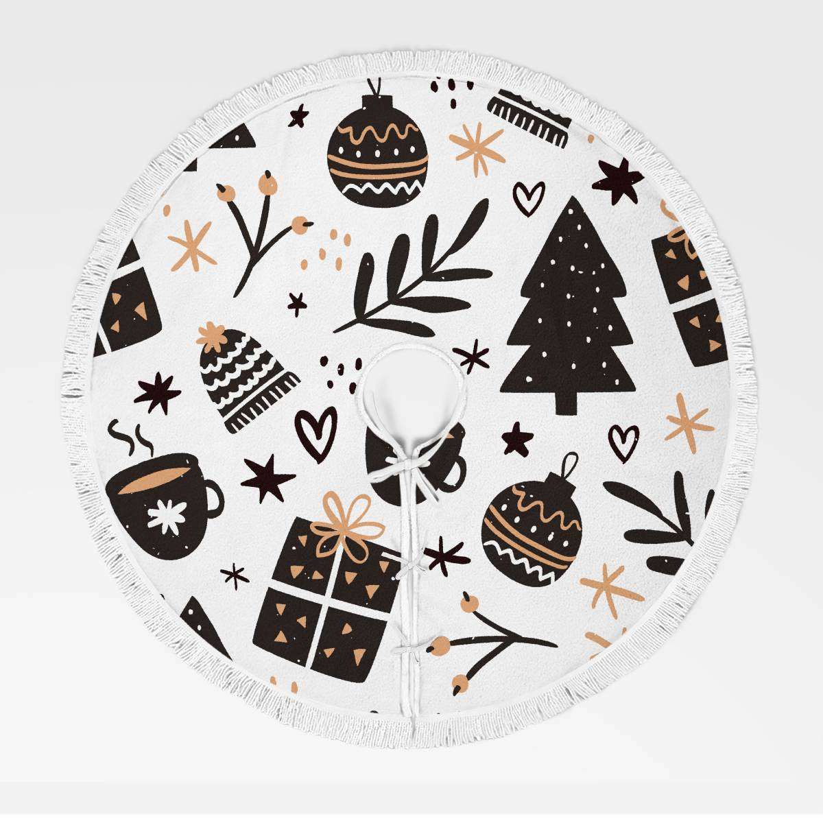 Christmas Pattern Tree Skirt Black&White