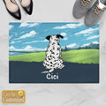 Dog Sitting and Looking at The Sky Door Mat