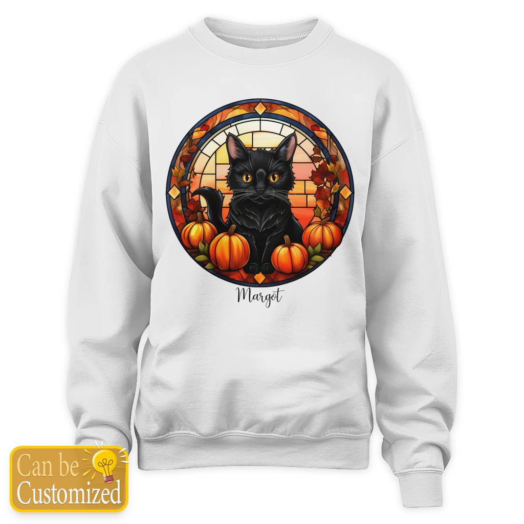 Halloween Cat Sweatshirt with Name