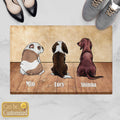 3 Dogs Sitting on The Steps with Names Door Mat