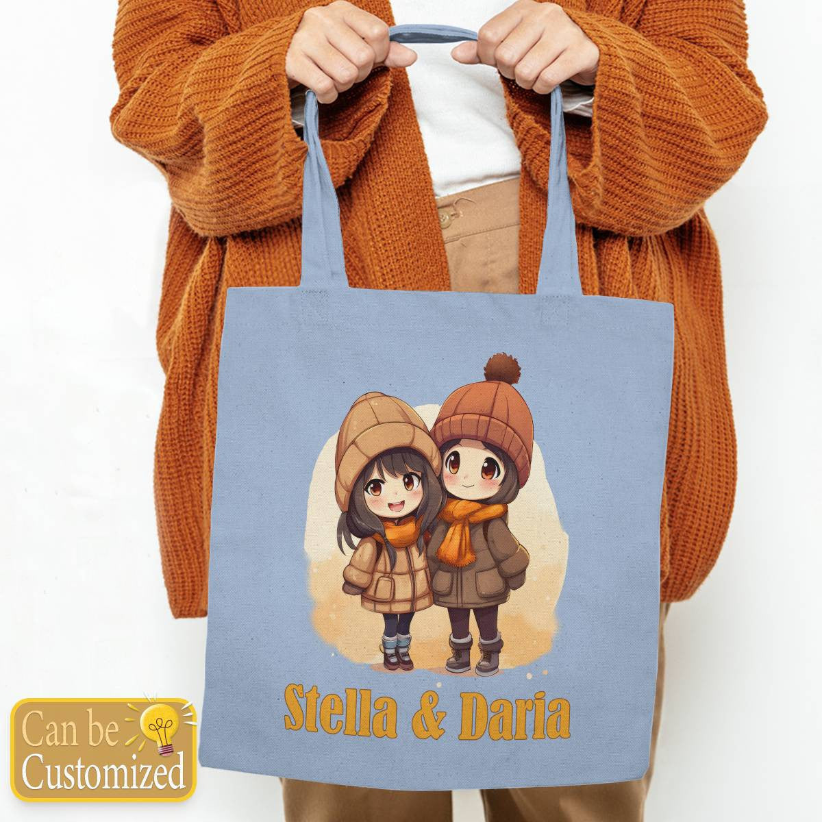Chibi Close Female Friends with Names Tote Bag
