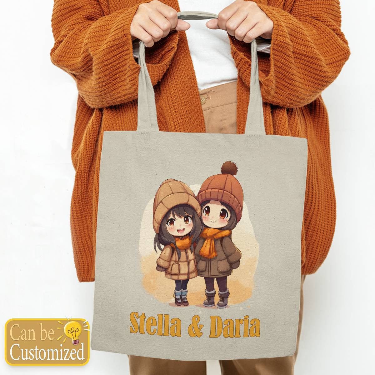 Chibi Close Female Friends with Names Tote Bag