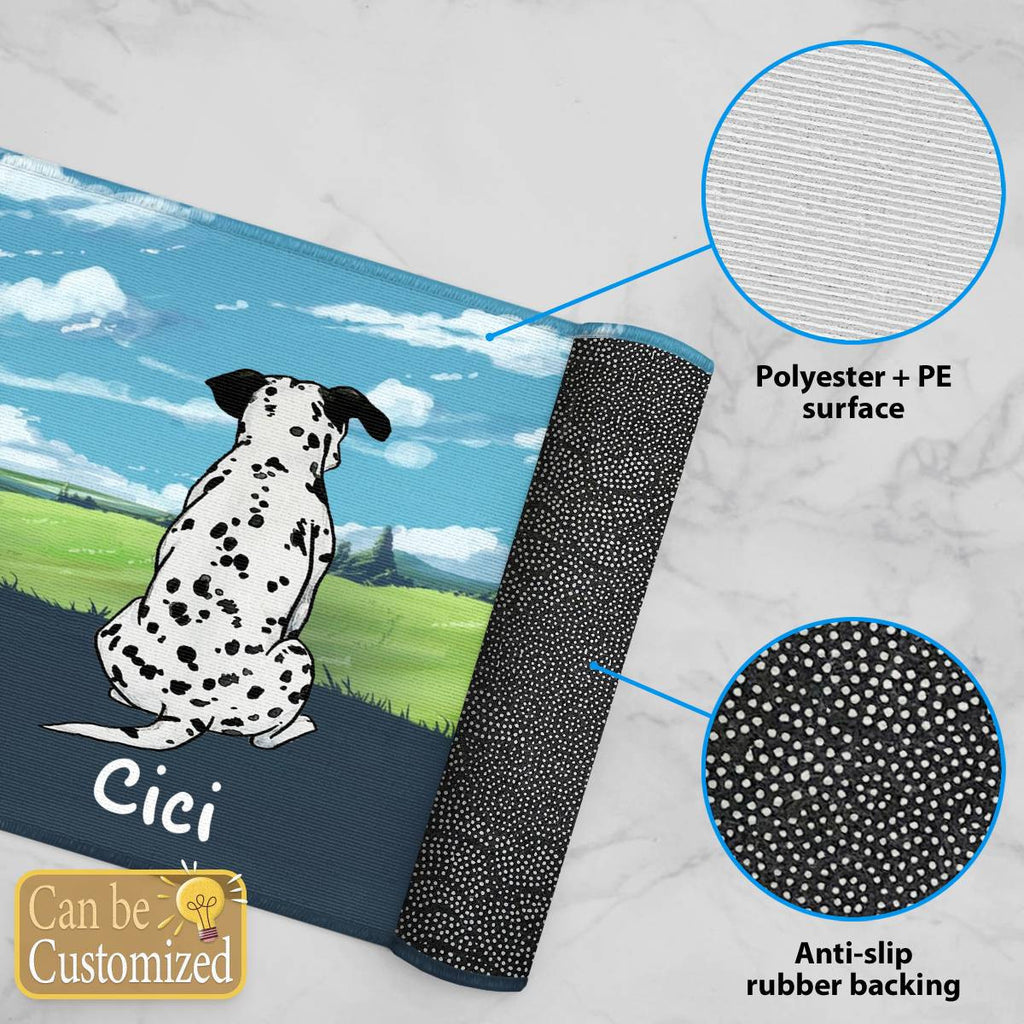 Dog Sitting and Looking at The Sky Door Mat