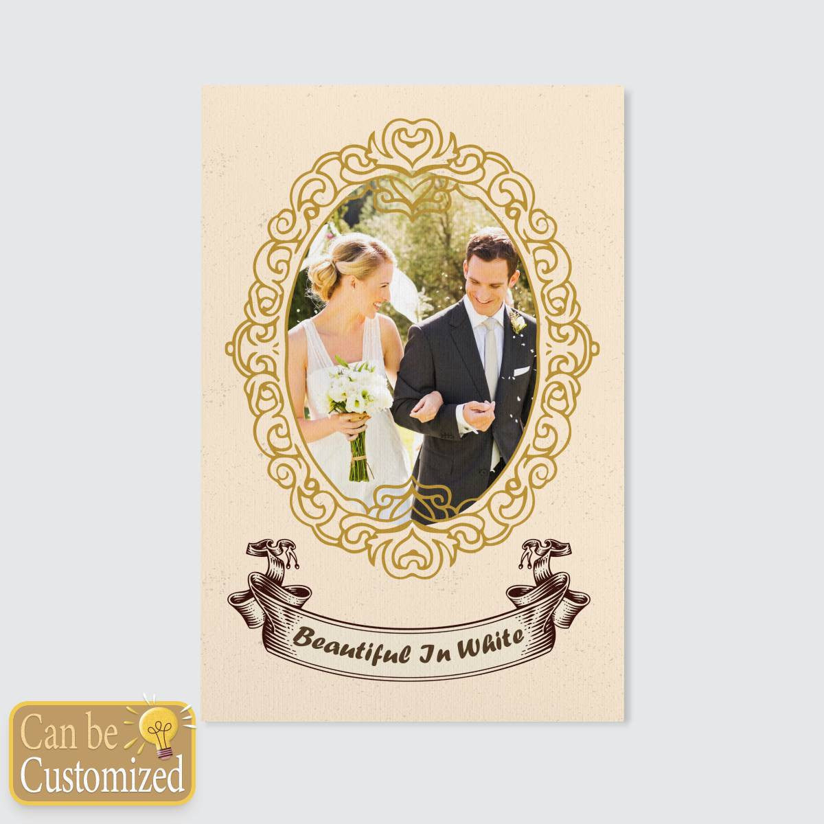 Beautiful in White with Your Photo Portrait Canvas