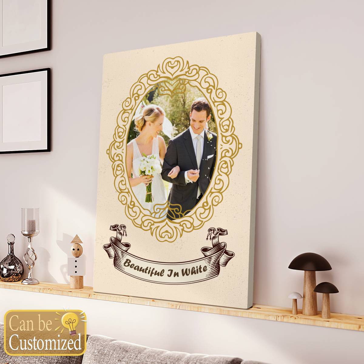 Beautiful in White with Your Photo Portrait Canvas