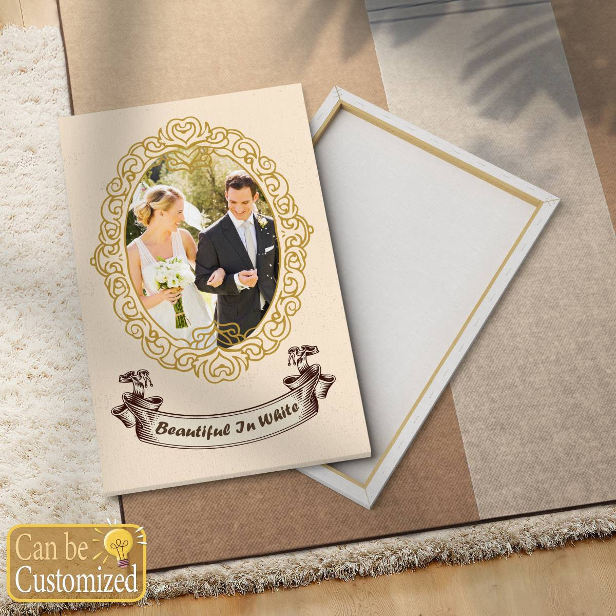 Beautiful in White with Your Photo Portrait Canvas