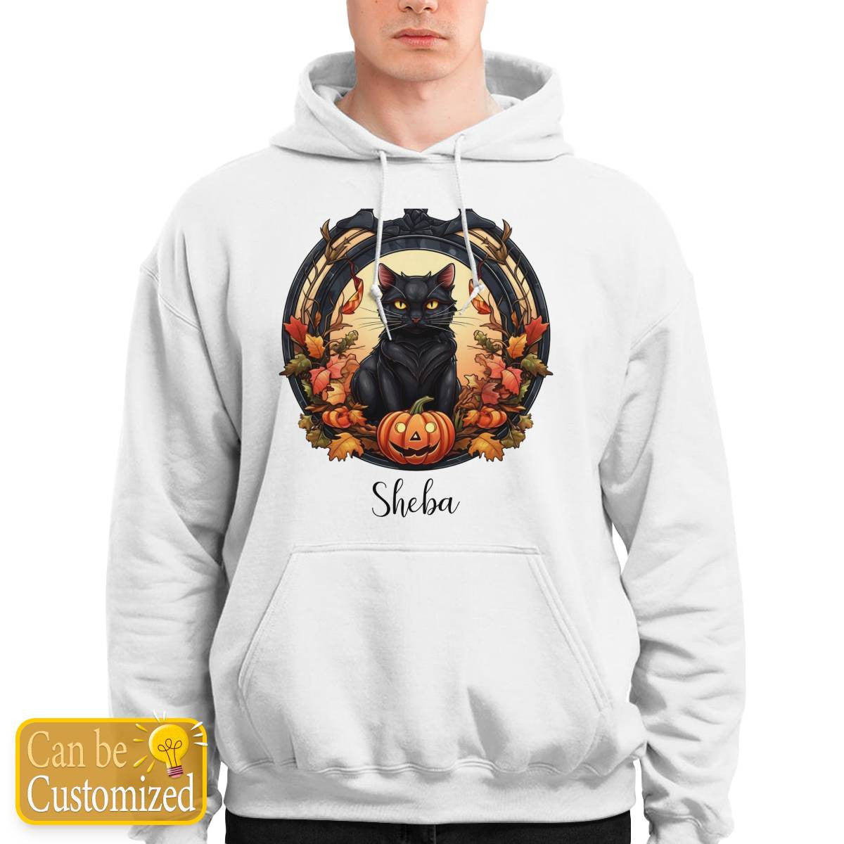 Halloween Cat Hoodie with Name