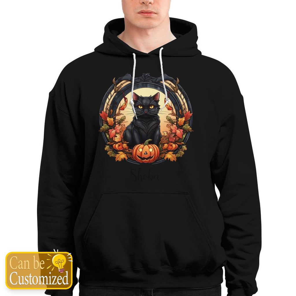 Halloween Cat Hoodie with Name
