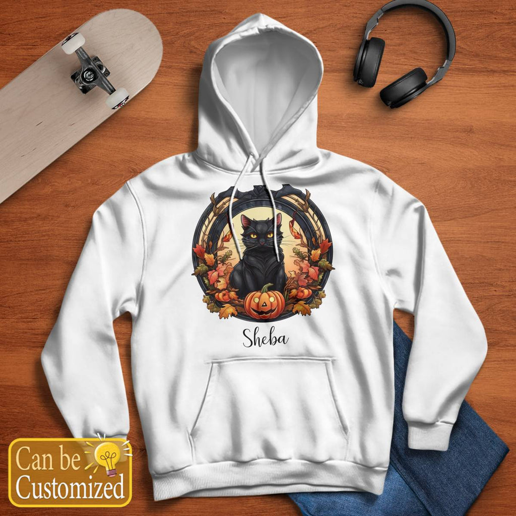 Halloween Cat Hoodie with Name