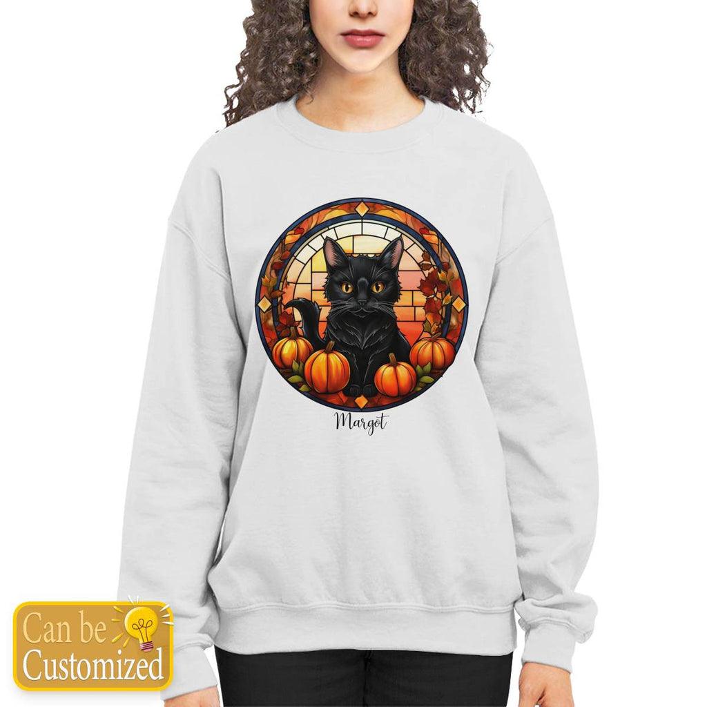 Halloween Cat Sweatshirt with Name