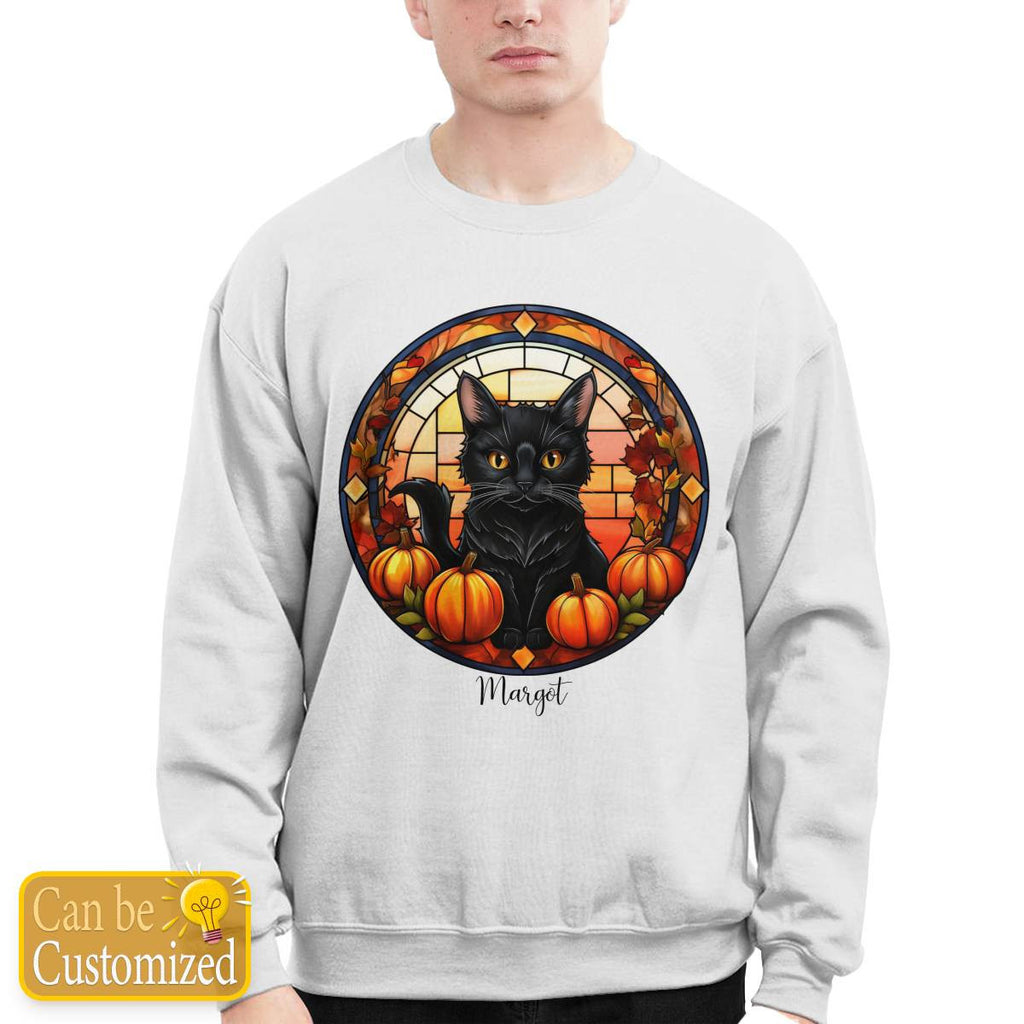 Halloween Cat Sweatshirt with Name