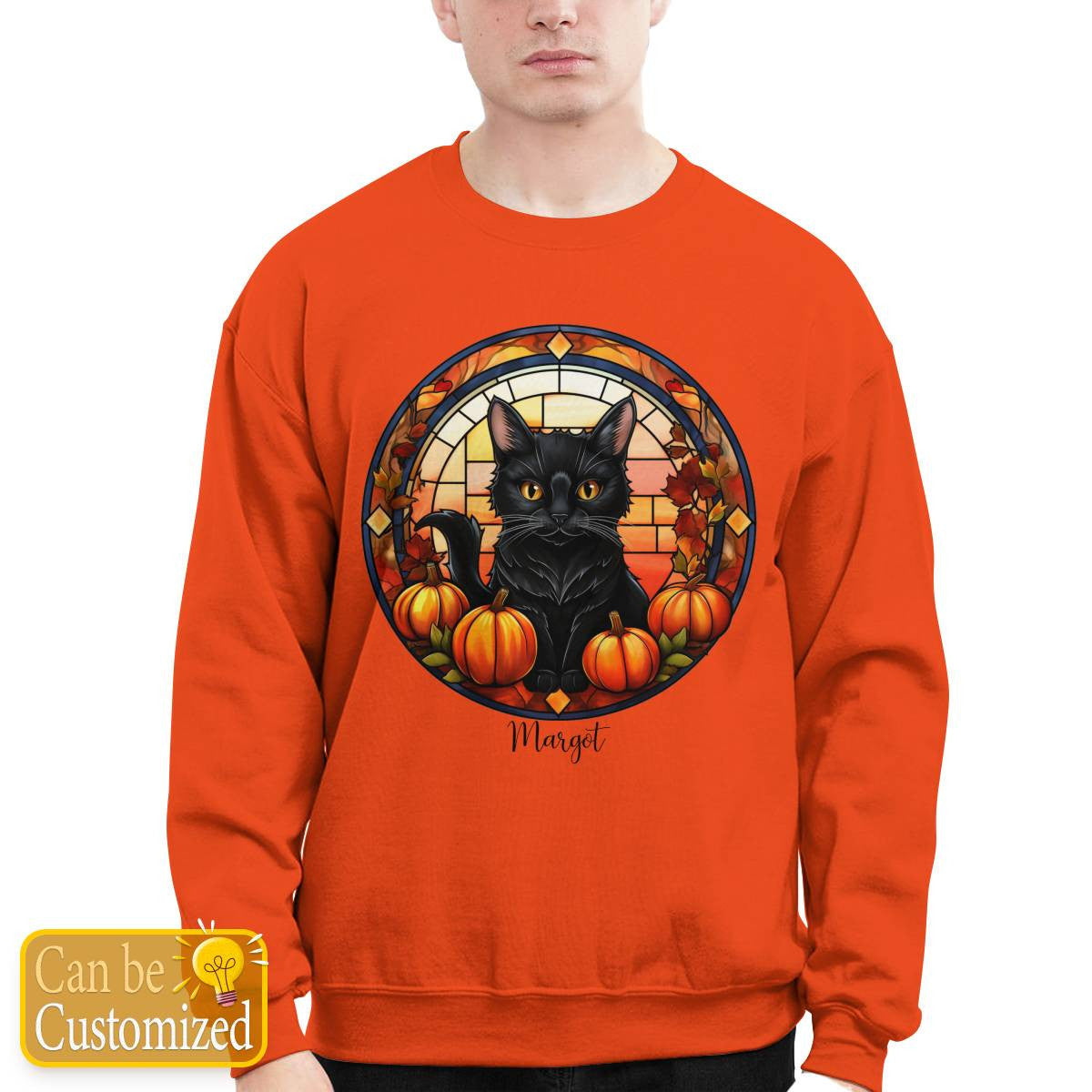 Halloween Cat Sweatshirt with Name