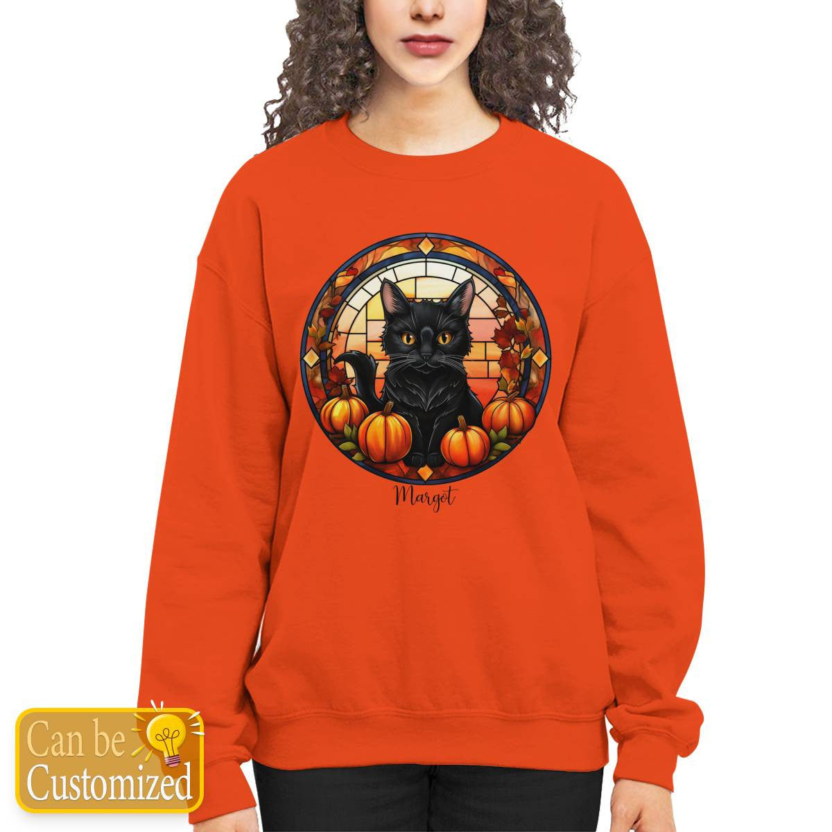 Halloween Cat Sweatshirt with Name