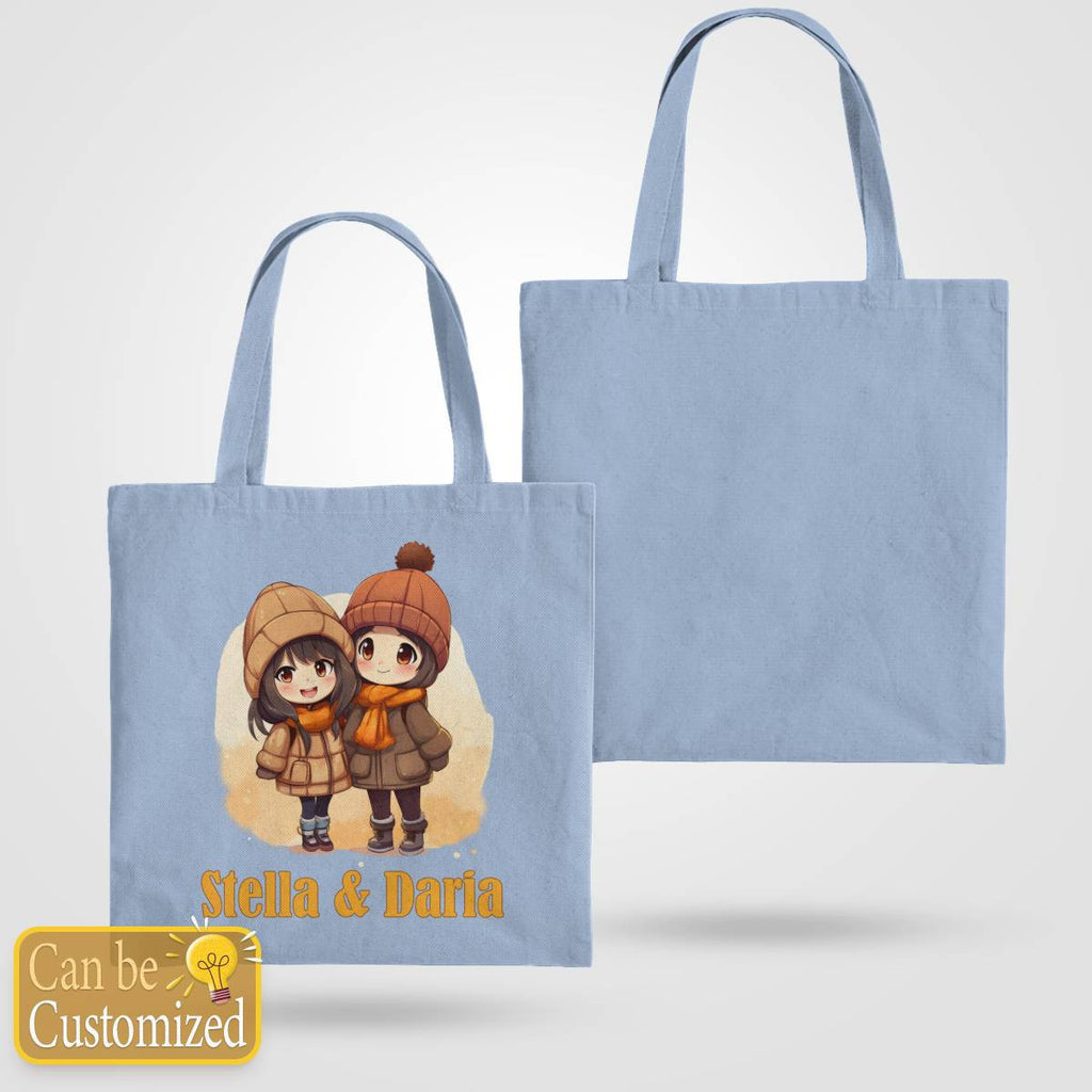 Chibi Close Female Friends with Names Tote Bag