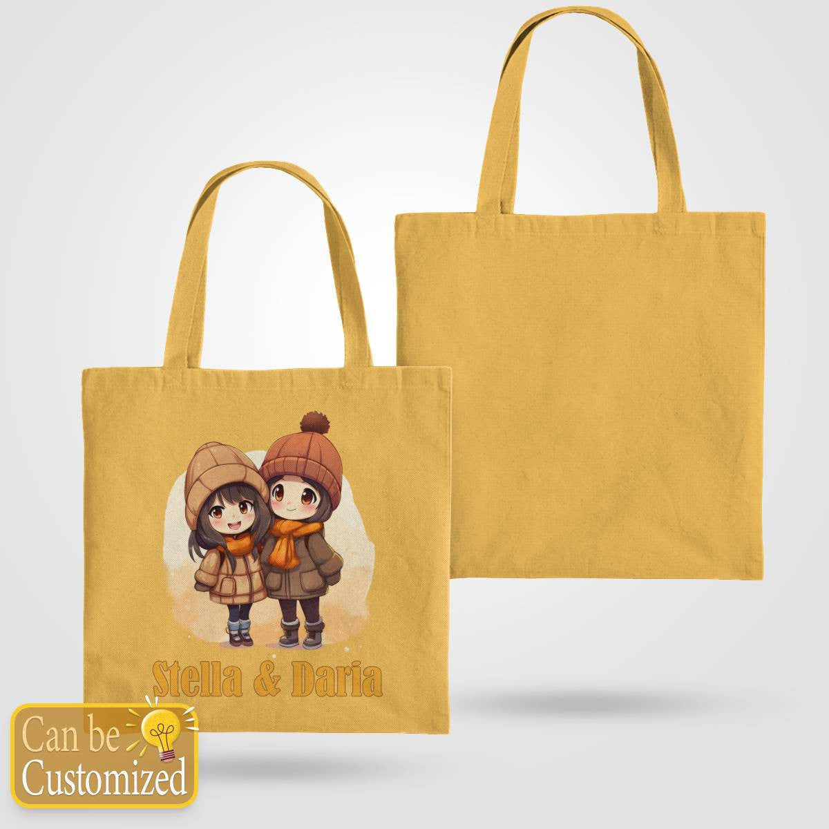 Chibi Close Female Friends with Names Tote Bag