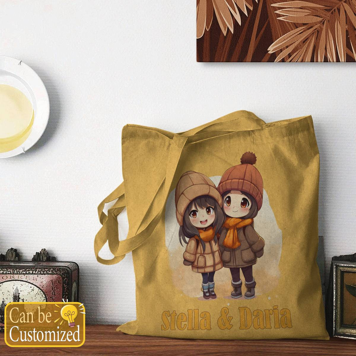 Chibi Close Female Friends with Names Tote Bag