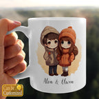 Chibi Warm Couple With Yours Names Beverage Mug